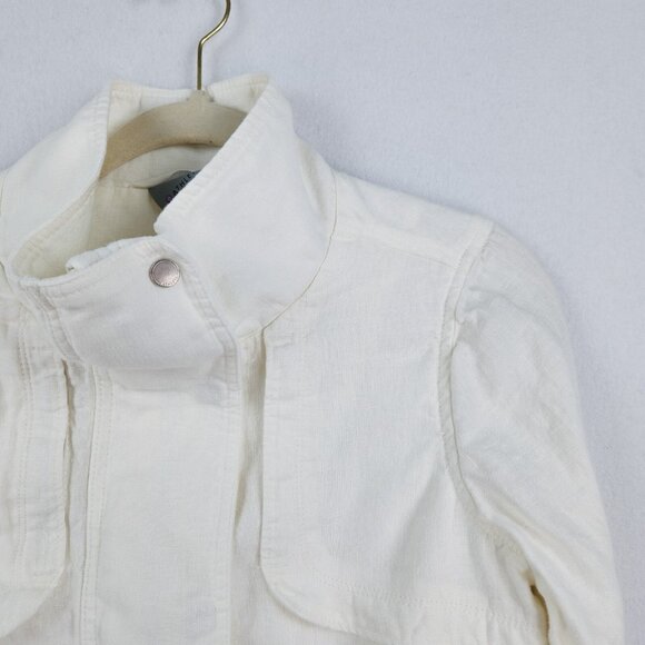 Athleta Jacket Womens Small White Sahara Cropped Linen Moto Full Zip Casual - Picture 2 of 16